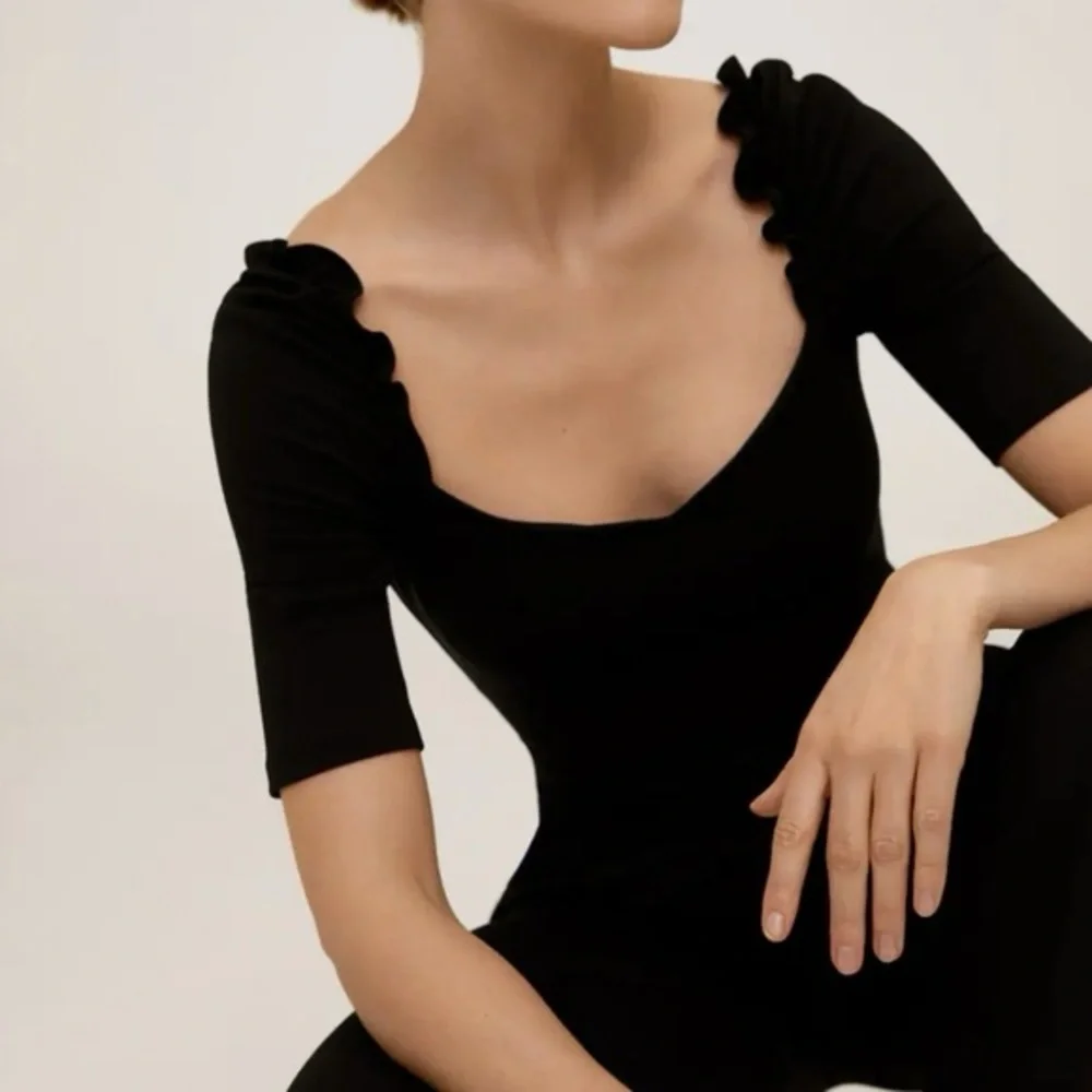 MNG Mango Black Flowy Long Jumpsuit - Picture 2 of 7